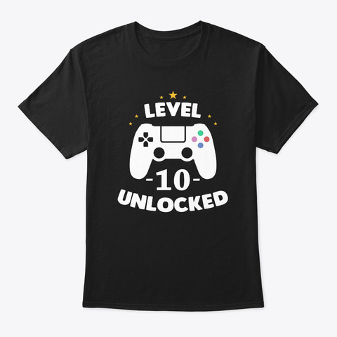 Level 10 Unlocked Gamer Controller Black T-Shirt Front