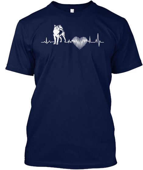 Alaskan Malamute Heartbeat Navy T-Shirt Front