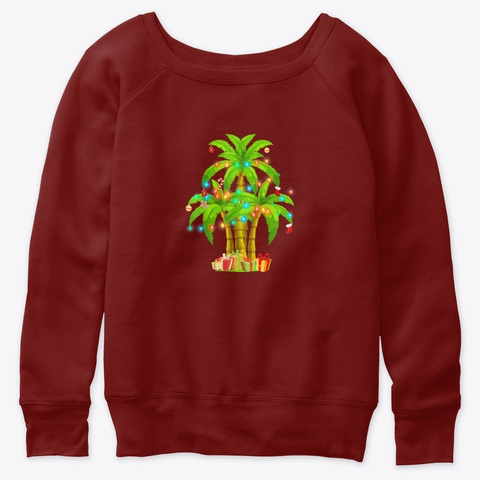 Christmas Palm Tree Sweatshirt Dark Red Triblend T-Shirt Front
