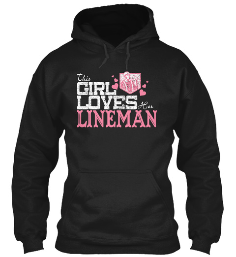 This Girls Loves Lineman  Black T-Shirt Front
