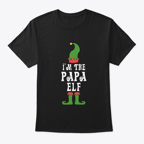 Papa Elf For Matching Family Group Black T-Shirt Front