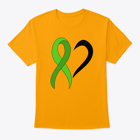 Green Awareness Ribbon Heart Gift Leuke Gold T-Shirt Front