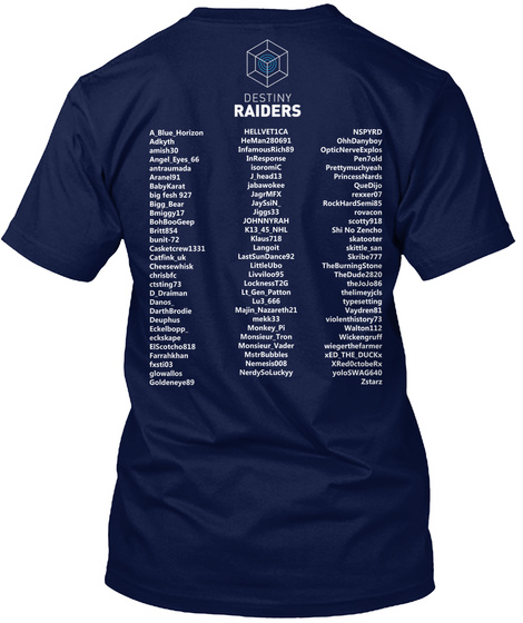 Destiny Raiders Navy T-Shirt Back