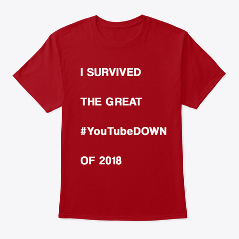 #You Tube Down Deep Red T-Shirt Front