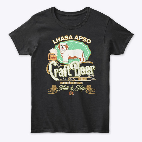 Lhasa Apso Gifts Dog Beer Lover Black T-Shirt Front