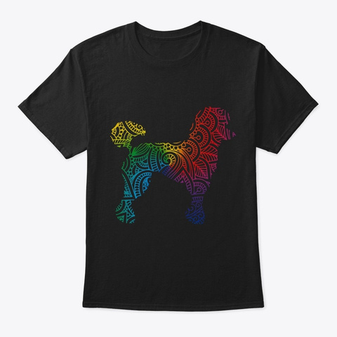 Poodle Colorful Mandala Black T-Shirt Front