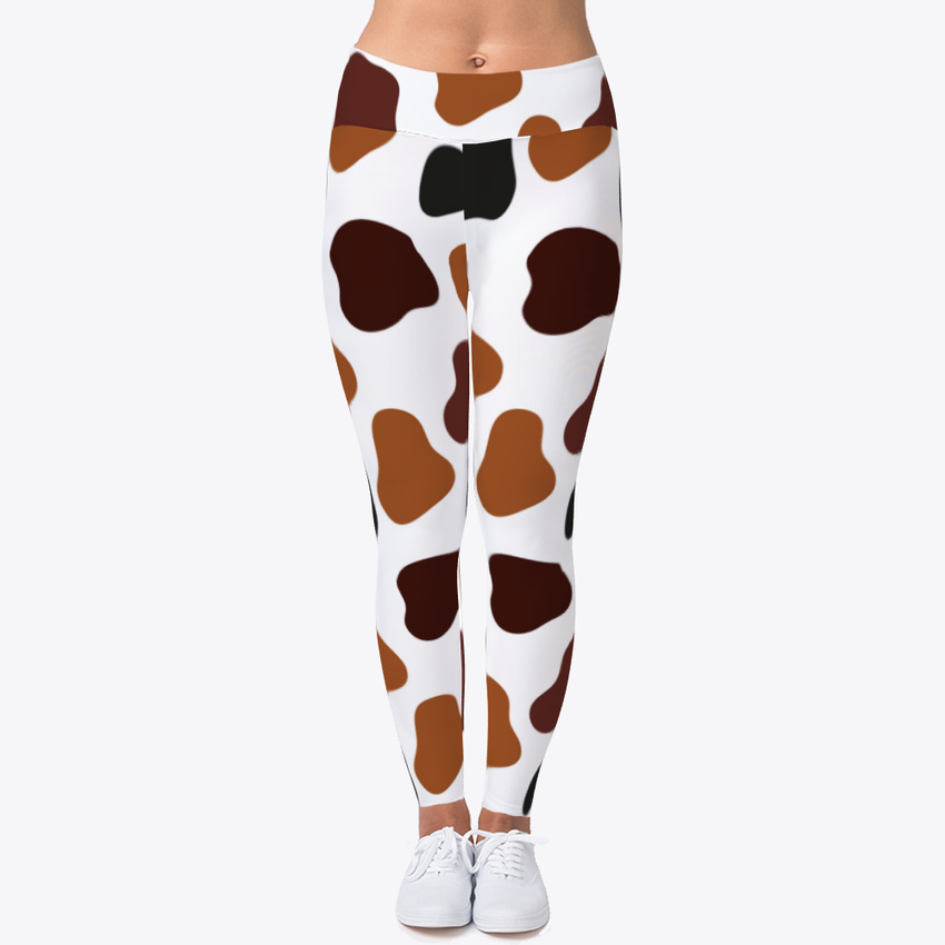 Brown Cow Skin Leggings Women's Print Fitness Stretch *Leggings* Yoga Pants