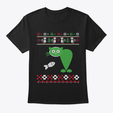 Funny Christmas Cat Shirt   Ugly T Shirt Black T-Shirt Front