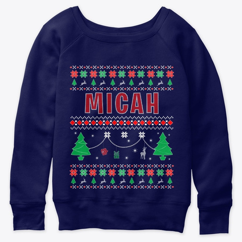 Ugly Christmas Themed Gift For Micah Navy  T-Shirt Front