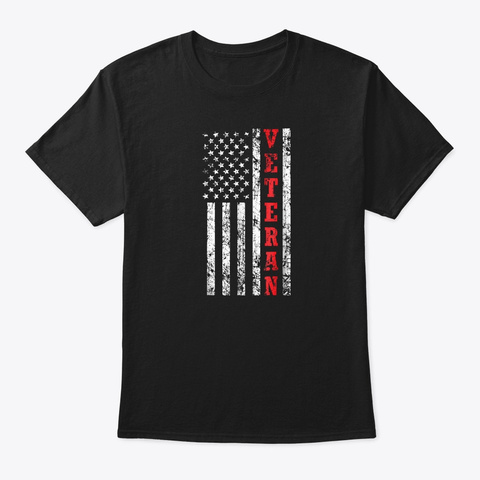 Veteran American Flag Tee Black T-Shirt Front