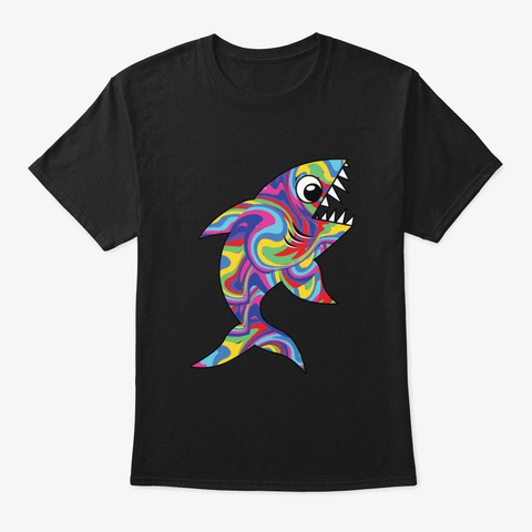 Baby Shark Colorful Black áo T-Shirt Front