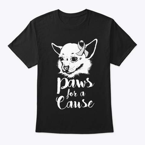 Paws For A Cause Mesothelioma Awareness Black T-Shirt Front