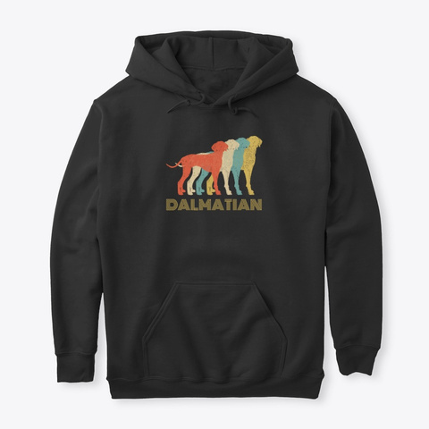Dalmatian Dog Lover Vintage Look Design Black T-Shirt Front