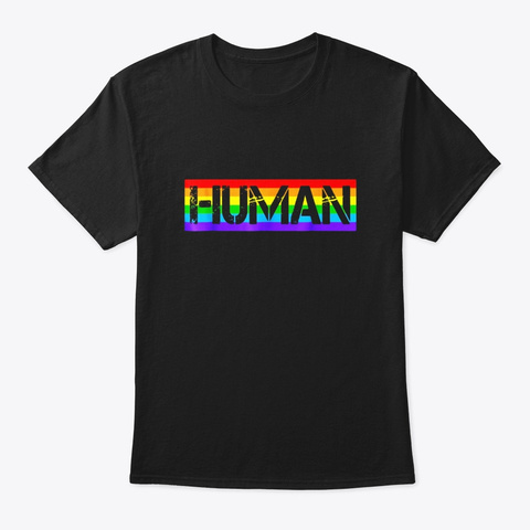 Human Rainbow Lgbt Lesbian Gay Pride Black T-Shirt Front