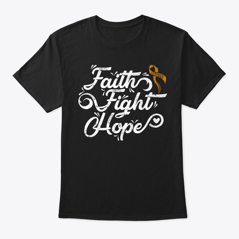 Faith Fight Hope Childhood Cancer Black T-Shirt Front