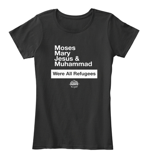 Prophets Were Refugees Arabic T Shirt Black T-Shirt Front