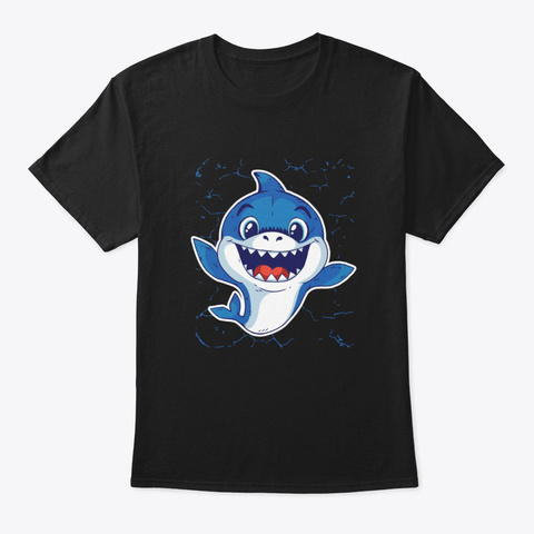 Baby Shark White Sharks Funny Gift Black T-Shirt Front