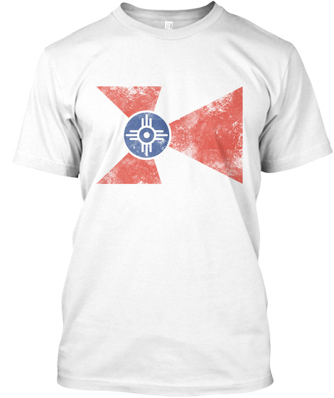Vintage Flag Of Wichita Kansas White T-Shirt Front