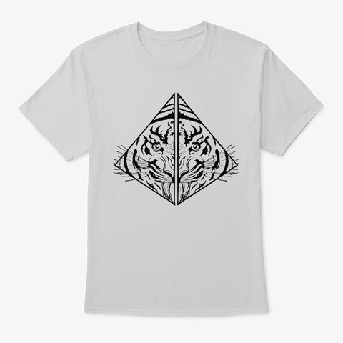 Geometric Tiger Light Steel T-Shirt Front
