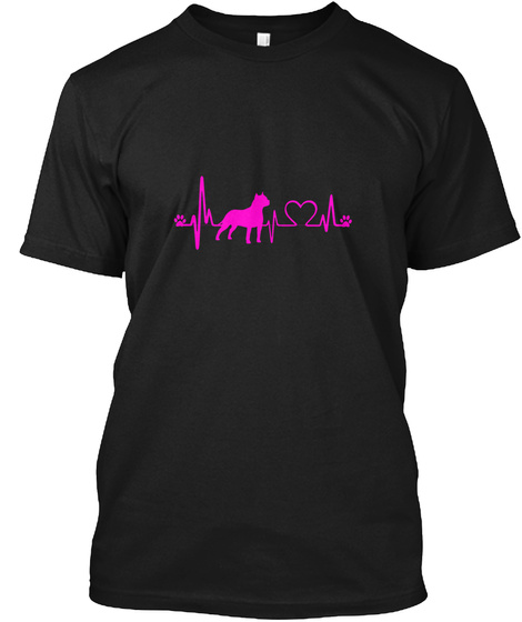 American Staffordshire Terrier Heartbeat Black T-Shirt Front