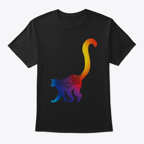 Lemur Mandala Black T-Shirt Front