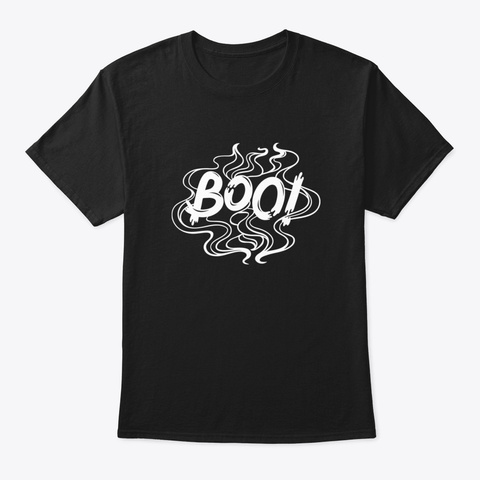 Papercut Halloween Boo Ghost Black T-Shirt Front