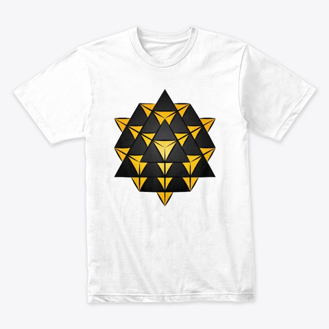 3 D 64 Tetrahedron Grid Series   Gold White T-Shirt Front