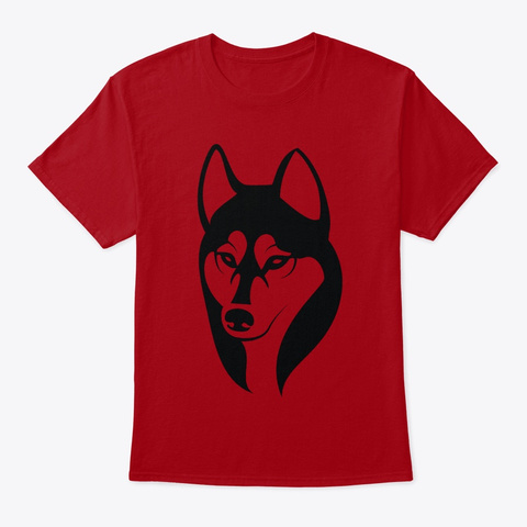 Alaskan Husky Dog Face Tshirt Design Deep Red Camiseta Front