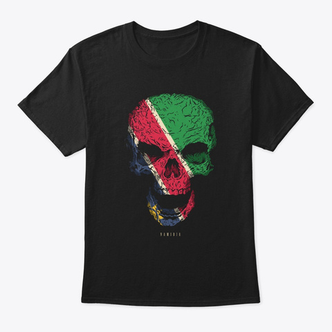 Skull Namibia Flag Skeleton Black T-Shirt Front