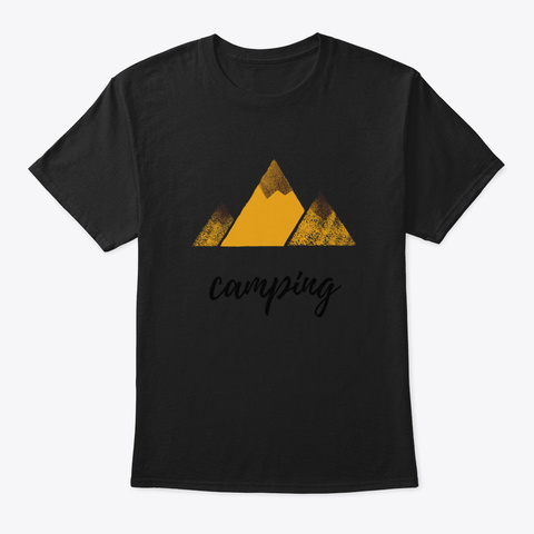 Camping Lovers Retro Mountains Adventure Black T-Shirt Front