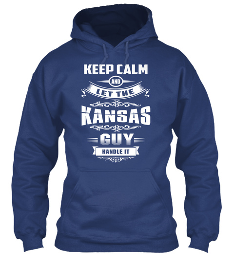 Kansas   Keep Calm Guy Airforce Blue T-Shirt Front