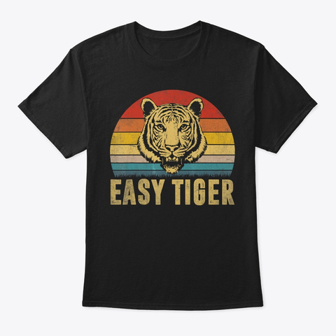 Easy Tiger Animal Retro Vintage Tshirt F Black T-Shirt Front