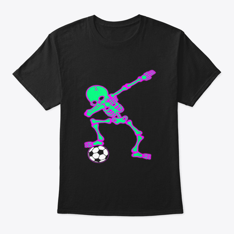 Dabbing Skeleton Soccer, Halloween Dab,  Black T-Shirt Front