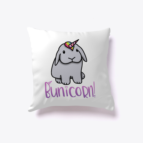 Bunicorn Rabbit Bunny Pillow White Kaos Front