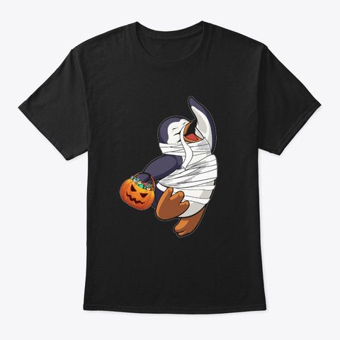 Penguin Costume Mummy Halloween Gift Black T-Shirt Front