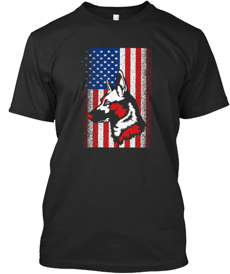 America K9 Dog German Shepherd Black T-Shirt Front