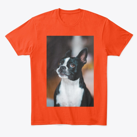 Adorable Black White Dog  Deep Orange  T-Shirt Front