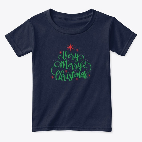 Very Merry Christmas Gift X Mas Saying Navy  T-Shirt Front