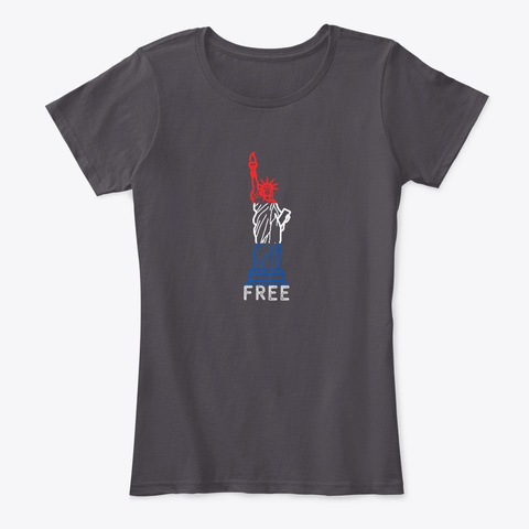 Rwb Lady Liberty Heathered Charcoal  T-Shirt Front