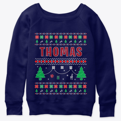 Ugly Christmas Themed Gift For Thomas Navy  T-Shirt Front