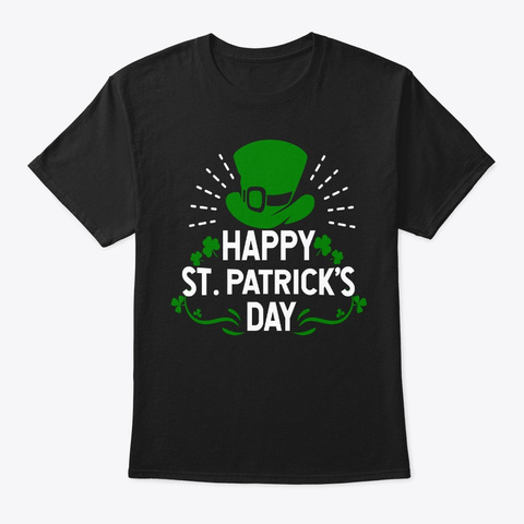 St. Patrick's Day Leprechaun Clover Black Maglietta Front