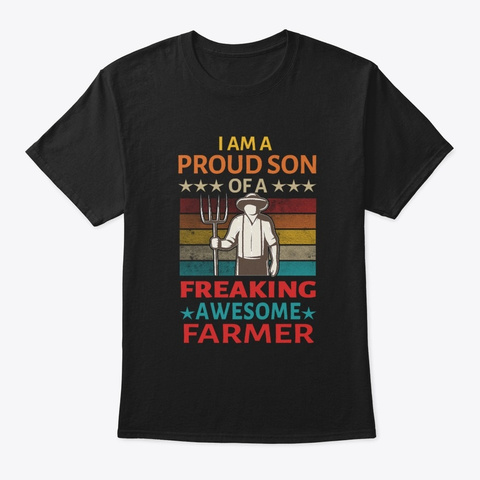 Freaking Awesome Farmer Dad Black T-Shirt Front