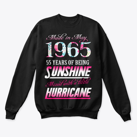 May 1965 55 Years Of Sunshine Black T-Shirt Front