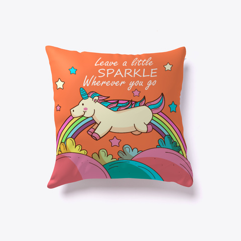 Sparkle Wherever You Go Unicorn Pillow Coral Camiseta Front