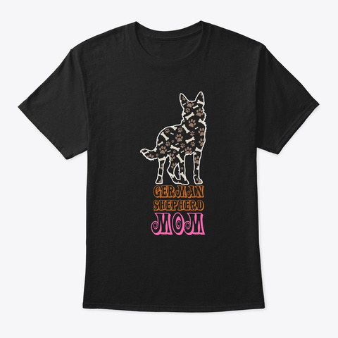 German Shepherd  Paw And Bone  Black T-Shirt Front