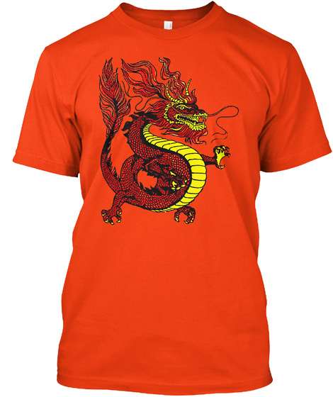 Red/Gold Dragon Deep Orange  T-Shirt Front