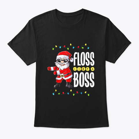Christmas Shirts Boys Kids Santa Floss Black T-Shirt Front