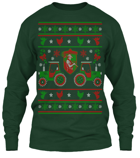 Farmer Tractor   Merry Christmas Forest Green T-Shirt Front