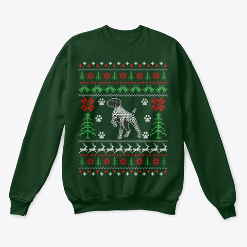 Shorthaired Pointer Christmas Sweater Deep Forest  T-Shirt Front