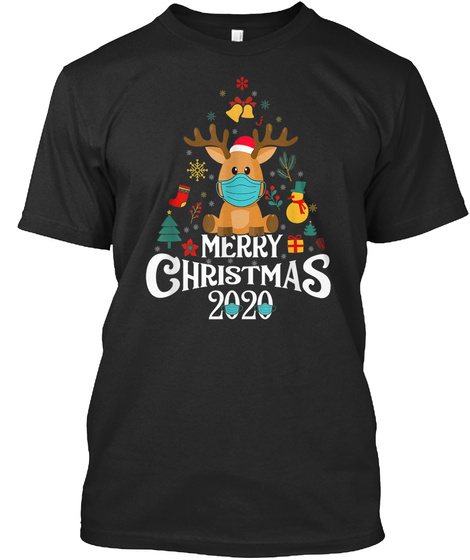 Funny Quarantine Christmas 2020 Tree Black T-Shirt Front